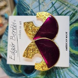 Vintage Edgar Berébi Enamel Goldtone  Pierced Earrings